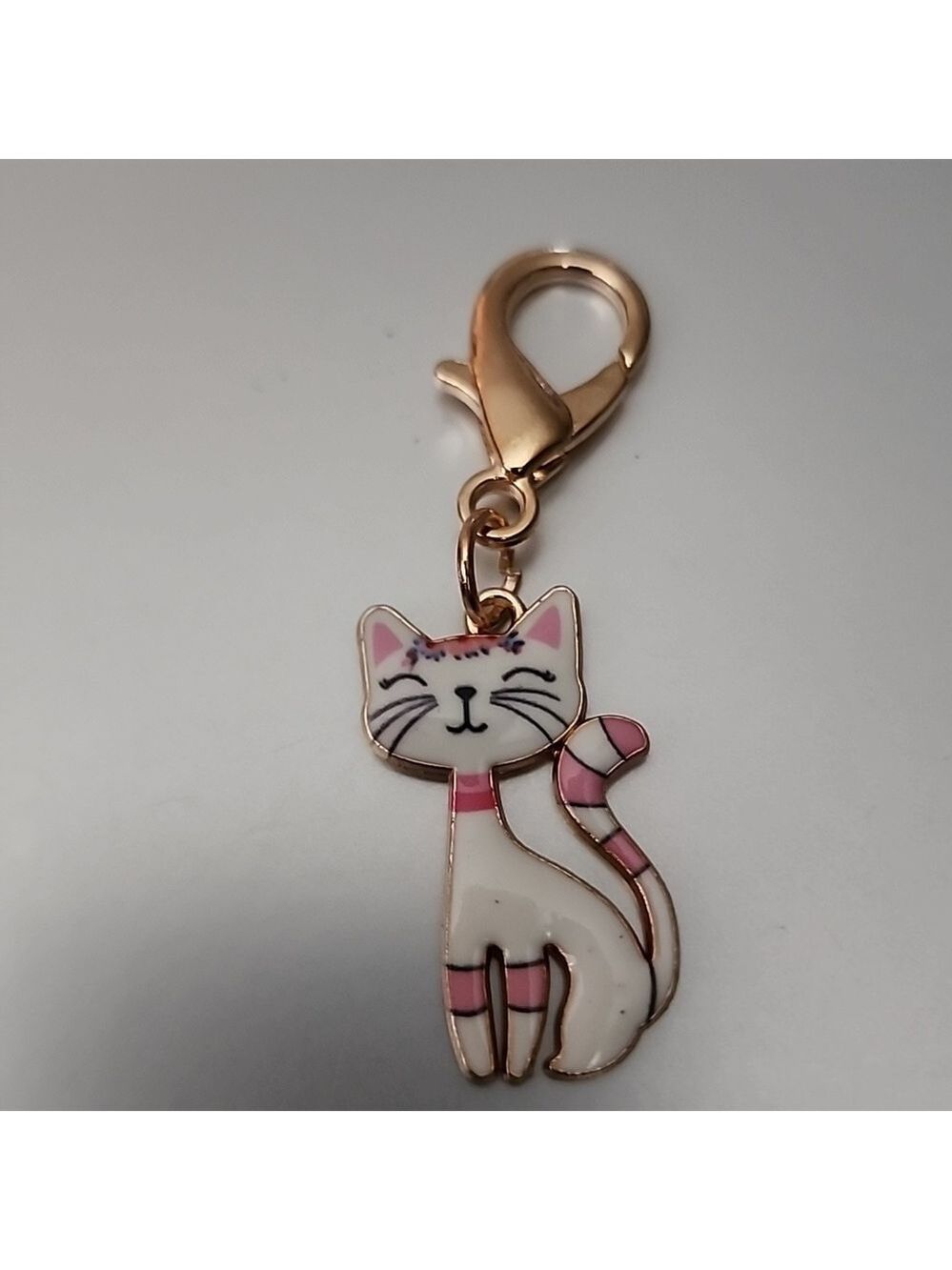 CAT  ZIPPER Pull purse charm Or Charm bracelet Lobster claw clip closure